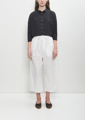 Tissue Cotton Wide & Short Trousers — Milk