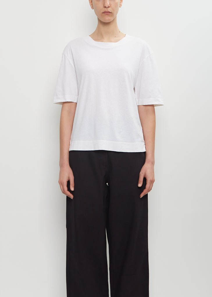 Cotton Linen Simple T-Shirt — White