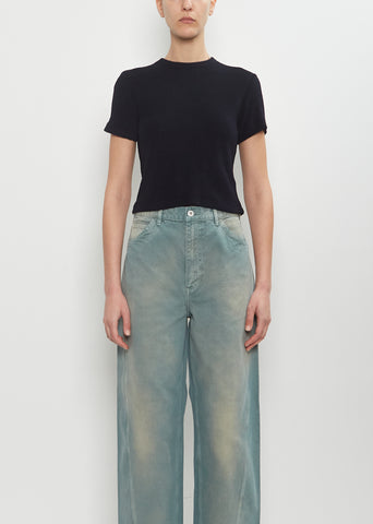 Washable Wool Pile Tee — Navy