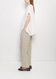 Linen Collarless Button Down Top — Milk