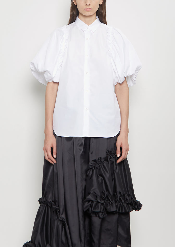 Cotton Puffed Short Sleeve Blouse